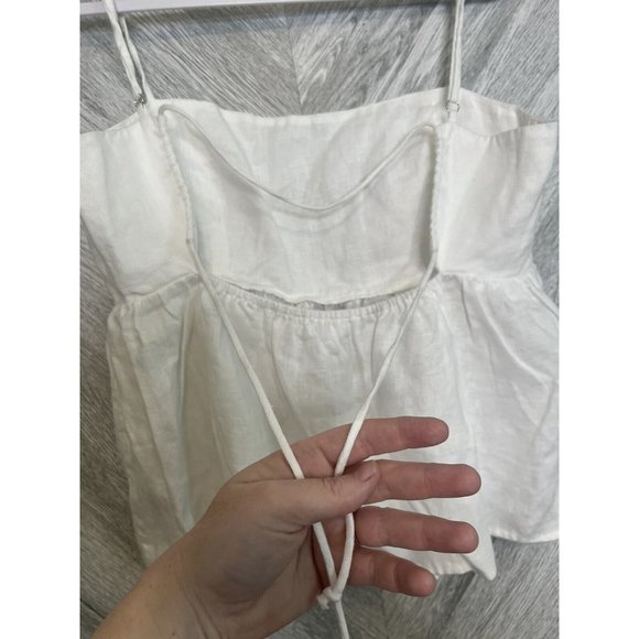 Reformation Swan White Linen Top Size Large - Picture 6 of 9